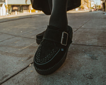 V3177L Black Suede Creeper Mule - T.U.K. Shoes