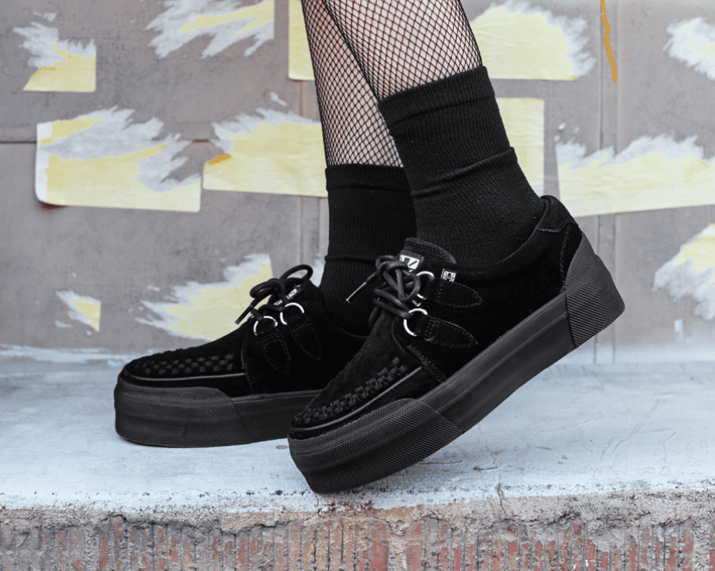A3136 Black Suede Platform Creeper Sneaker - T.U.K. Shoes