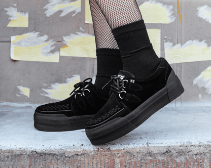 A3136 Black Suede Platform Creeper Sneaker - T.U.K. Shoes