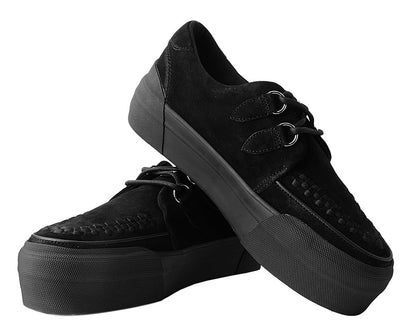 A3136 Black Suede Platform Creeper Sneaker - T.U.K. Shoes