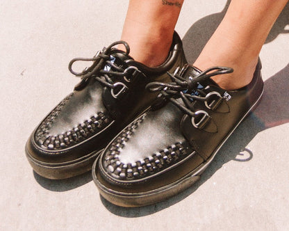A9873 Black Leather D-Ring Sneaker - T.U.K. Shoes