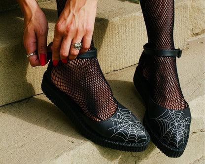 A9944L Black Pointed Spiderweb Glow Sandal - T.U.K. Shoes
