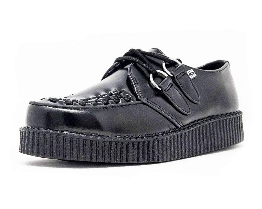 F6806 Black Leather Viva Low Creeper - T.U.K. Shoes