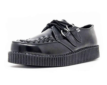 F6806 Black Leather Viva Low Creeper - T.U.K. Shoes
