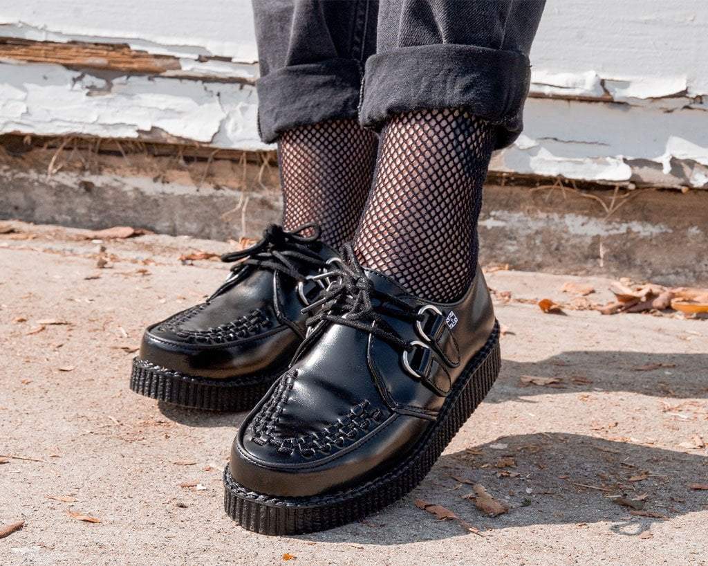 F6806 Black Leather Viva Low Creeper - T.U.K. Shoes