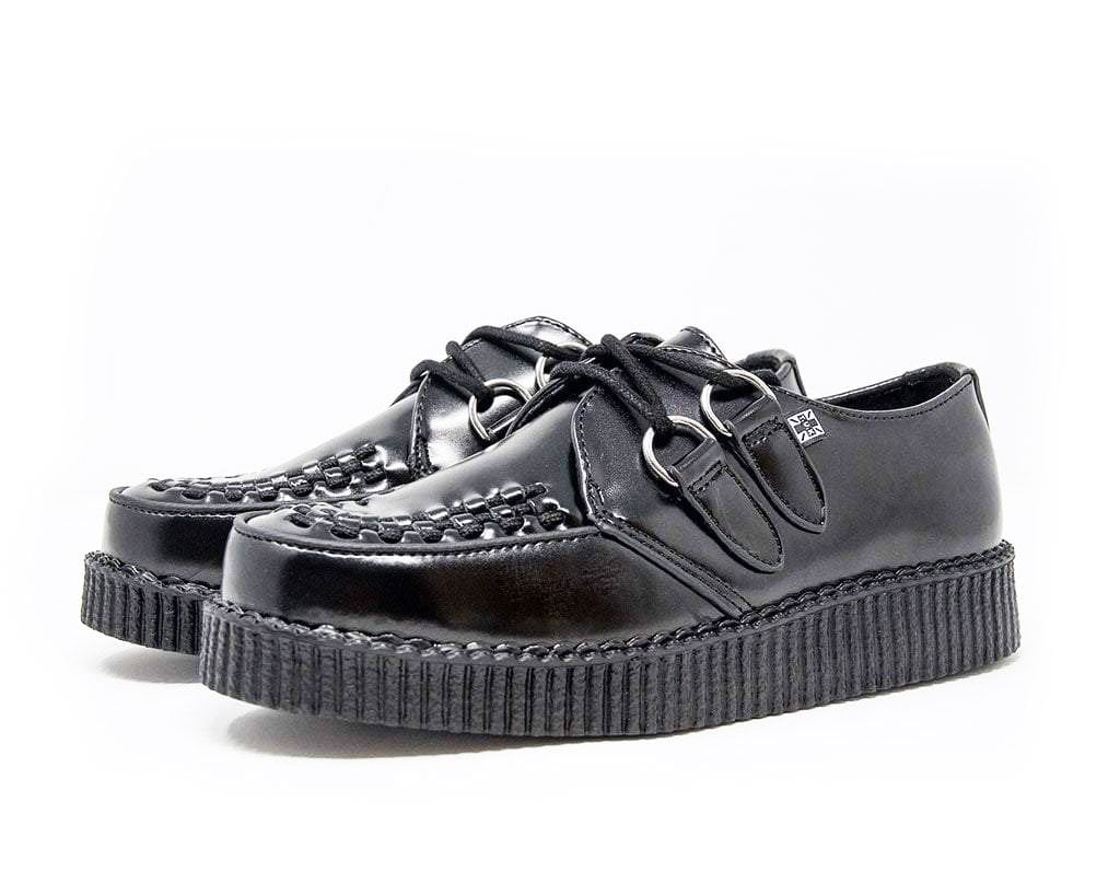 F6806 Black Leather Viva Low Creeper - T.U.K. Shoes