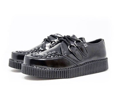 F6806 Black Leather Viva Low Creeper - T.U.K. Shoes