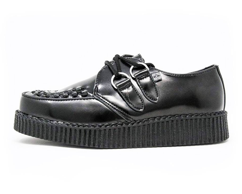 F6806 Black Leather Viva Low Creeper - T.U.K. Shoes