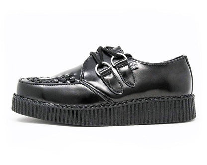 F6806 Black Leather Viva Low Creeper - T.U.K. Shoes
