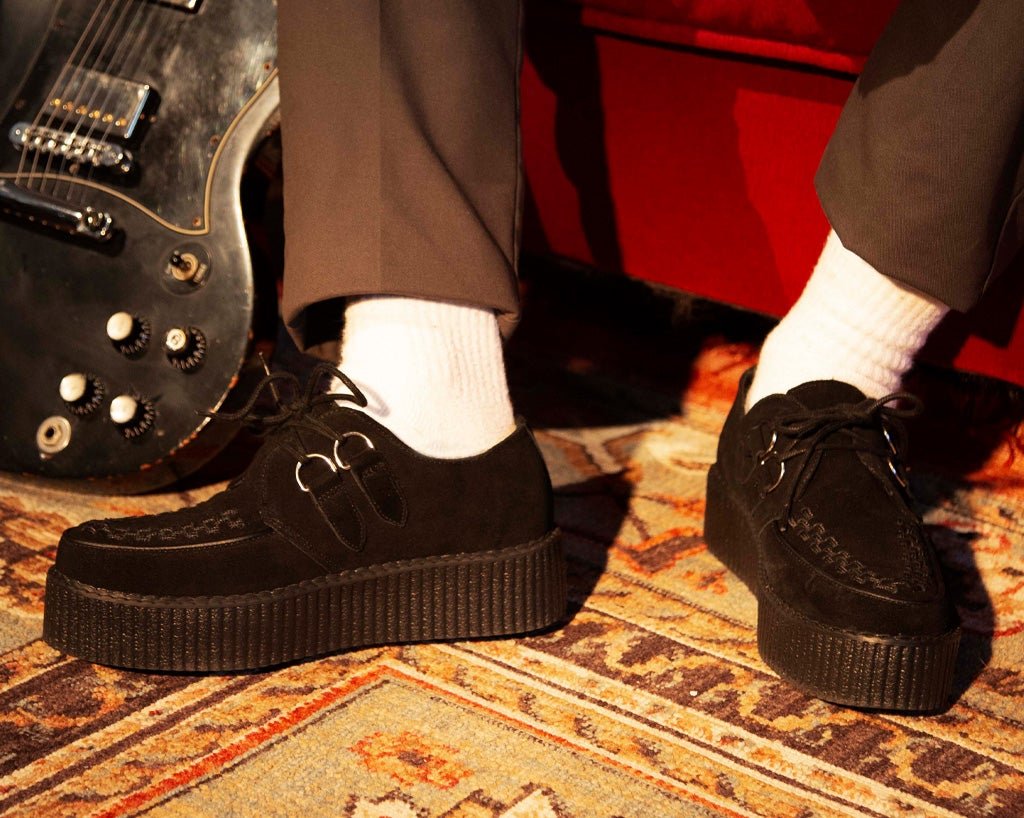 V7757 Black Suede Viva Mondo Creepers - T.U.K. Shoes