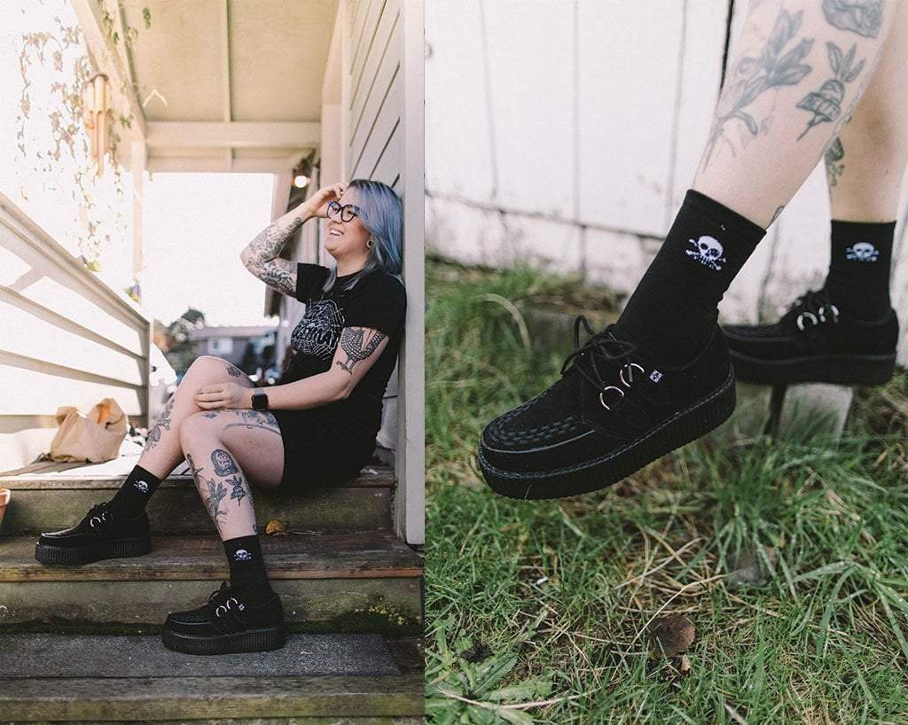 V7757 Black Suede Viva Mondo Creepers - T.U.K. Shoes