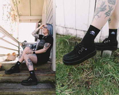 V7757 Black Suede Viva Mondo Creepers - T.U.K. Shoes