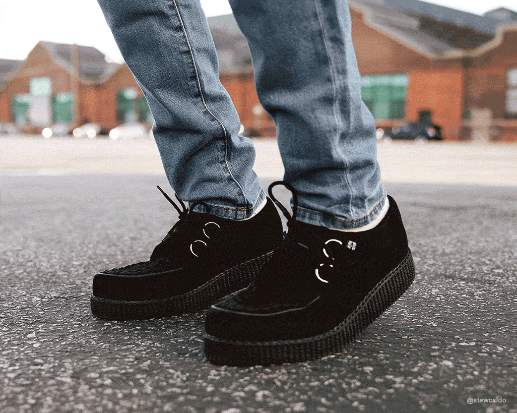 F7270 Black Suede Viva Low Creeper - T.U.K. Shoes