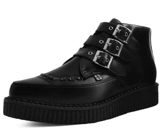 A9325 Black TUKskin™ 3-Buckle Pointed Creeper Boot - T.U.K. Shoes