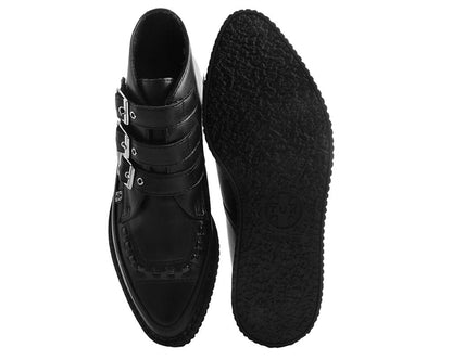 A9325 Black TUKskin™ 3-Buckle Pointed Creeper Boot - T.U.K. Shoes