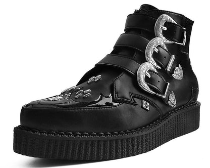 A9413 Black TUKskin™ Western Buckle Pointed Boot - T.U.K. Shoes