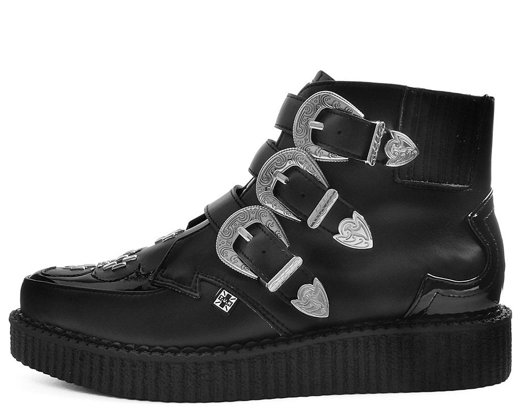 A9413 Black TUKskin™ Western Buckle Pointed Boot - T.U.K. Shoes