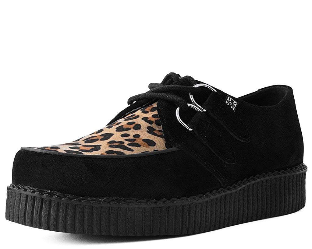 F8142 Black & Leopard Viva Low Creeper - T.U.K. Shoes