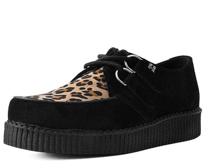 F8142 Black & Leopard Viva Low Creeper - T.U.K. Shoes