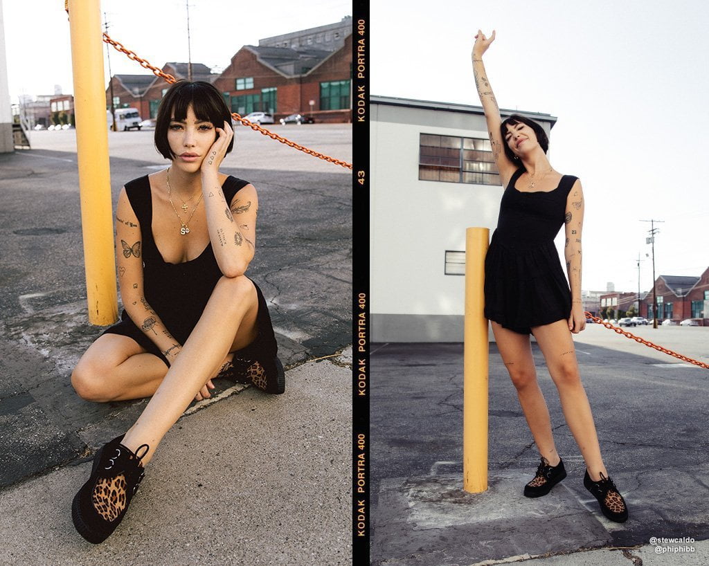 F8142 Black & Leopard Viva Low Creeper - T.U.K. Shoes