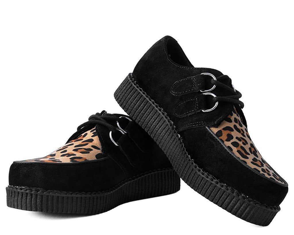 F8142 Black & Leopard Viva Low Creeper - T.U.K. Shoes