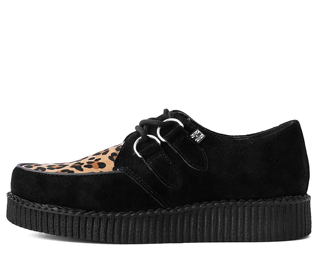 F8142 Black & Leopard Viva Low Creeper - T.U.K. Shoes