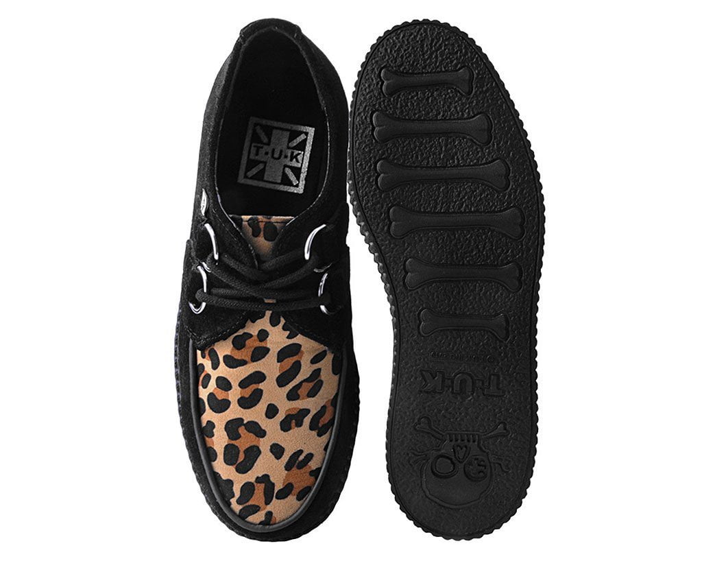 F8142 Black & Leopard Viva Low Creeper - T.U.K. Shoes