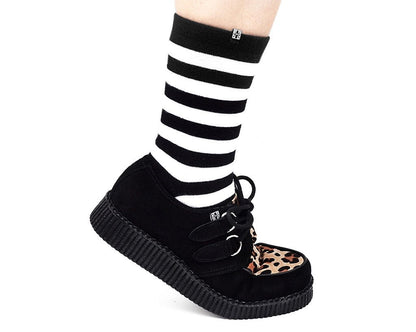 F8142 Black & Leopard Viva Low Creeper - T.U.K. Shoes