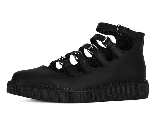 A9417L Black TUKskin™ Multi-Strap Pointed Mary Jane Creeper - T.U.K. Shoes