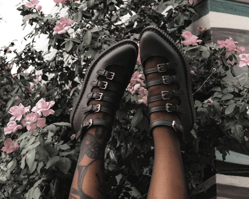 A9417L Black TUKskin™ Multi-Strap Pointed Mary Jane Creeper - T.U.K. Shoes