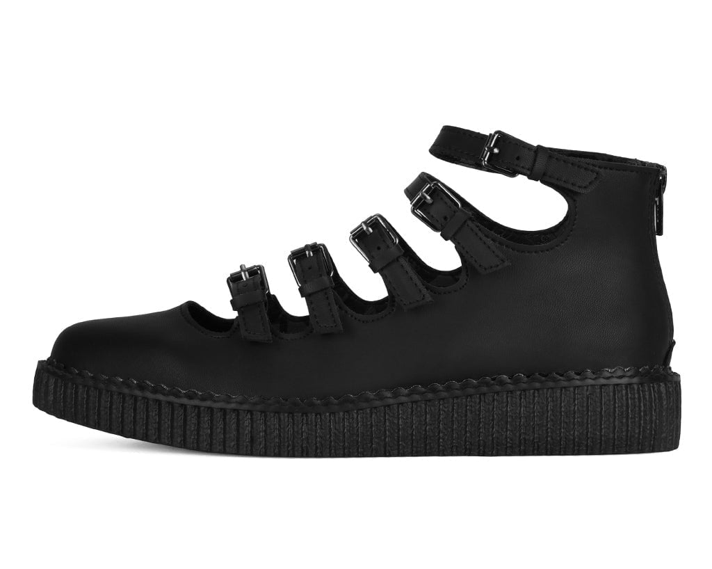 A9417L Black TUKskin™ Multi-Strap Pointed Mary Jane Creeper - T.U.K. Shoes