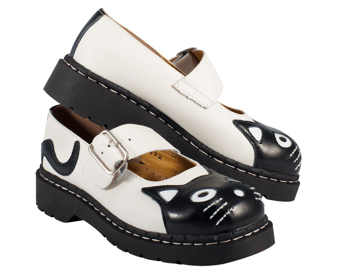 T2006 Black & White Kitty Mary Jane - T.U.K. Shoes