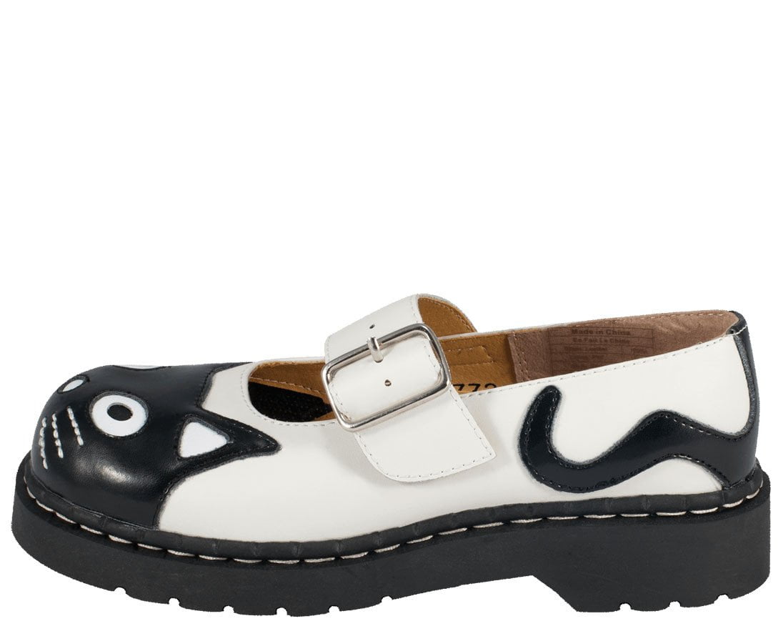 T2006 Black & White Kitty Mary Jane - T.U.K. Shoes