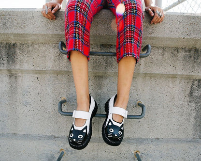 T2006 Black & White Kitty Mary Jane - T.U.K. Shoes