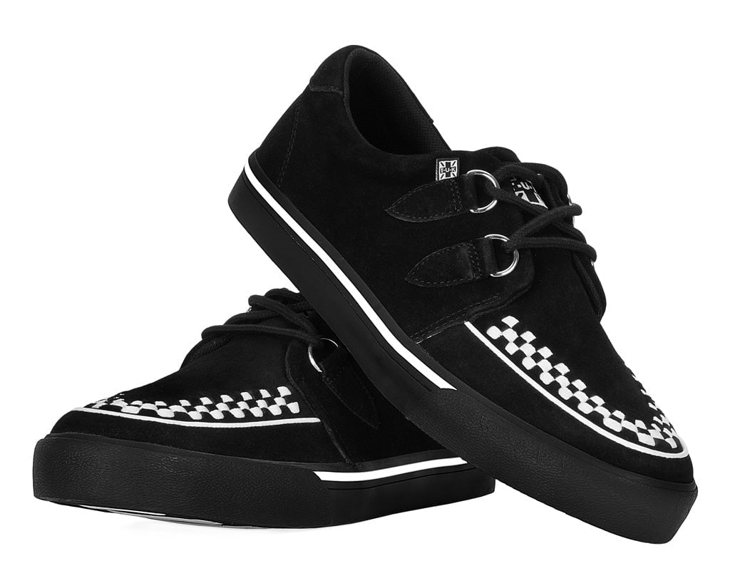 A9182 Black Suede White Interlace Sneaker - T.U.K. Shoes