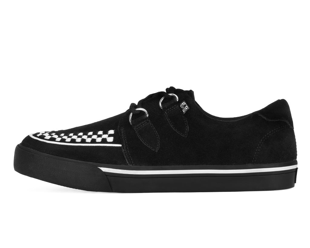 A9182 Black Suede White Interlace Sneaker - T.U.K. Shoes