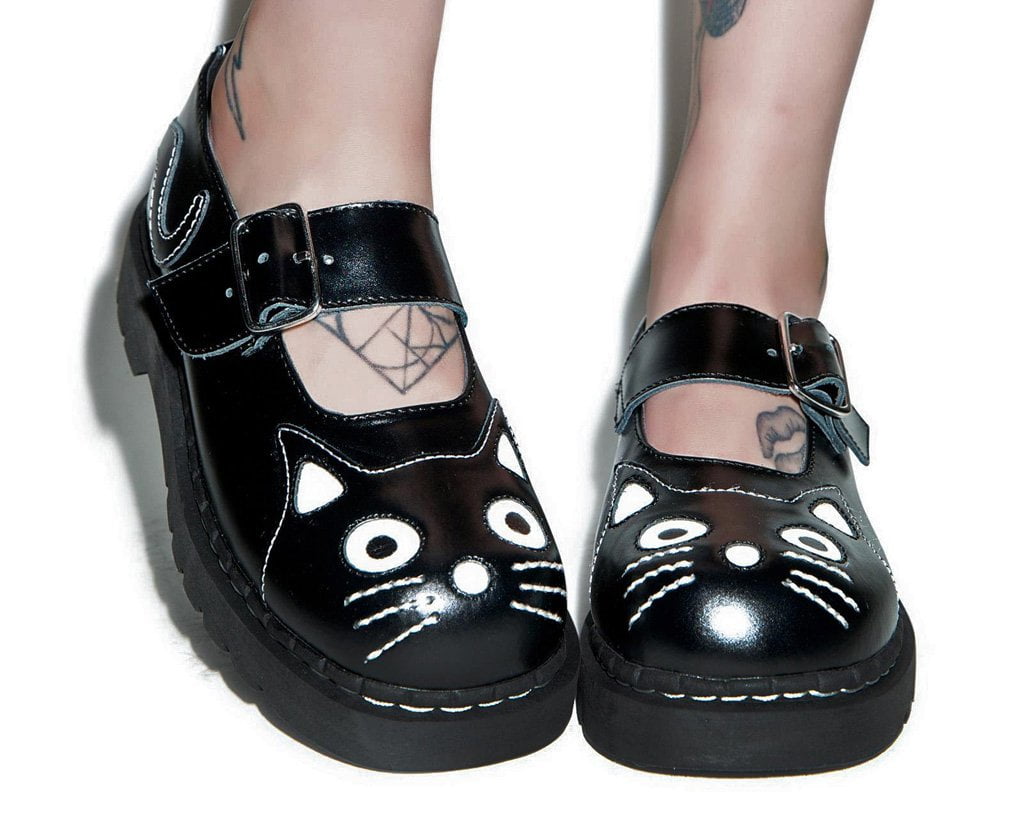 T2025 Black Kitty Mary Jane - T.U.K. Shoes