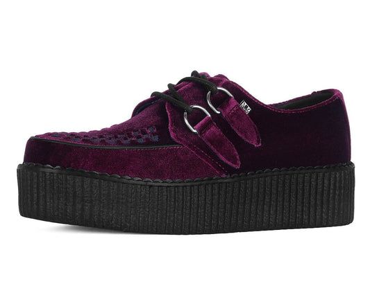 V8463 Burgundy Velvet Viva Mondo Creepers - T.U.K. Shoes