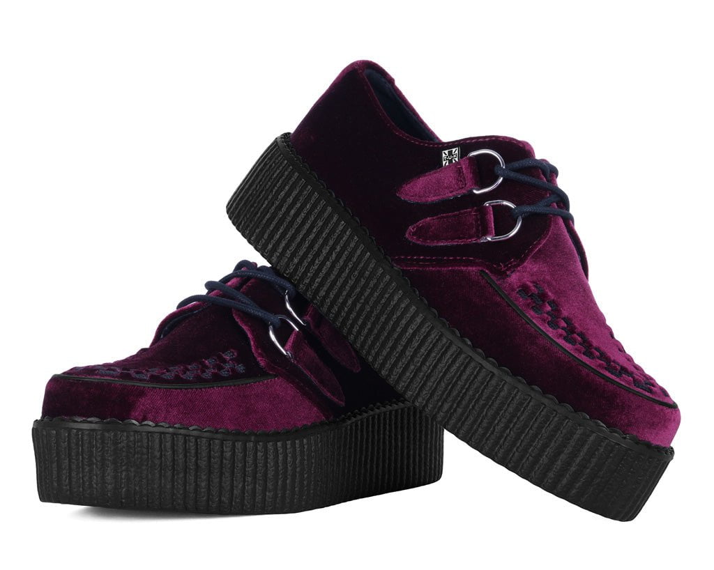 V8463 Burgundy Velvet Viva Mondo Creepers - T.U.K. Shoes