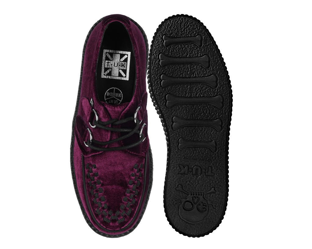 V8463 Burgundy Velvet Viva Mondo Creepers - T.U.K. Shoes