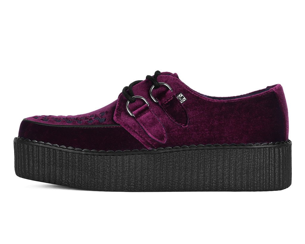 V8463 Burgundy Velvet Viva Mondo Creepers - T.U.K. Shoes