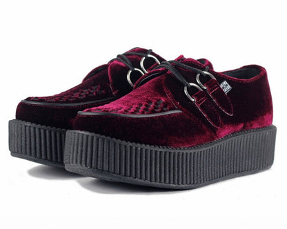 V8463 Burgundy Velvet Viva Mondo Creepers - T.U.K. Shoes