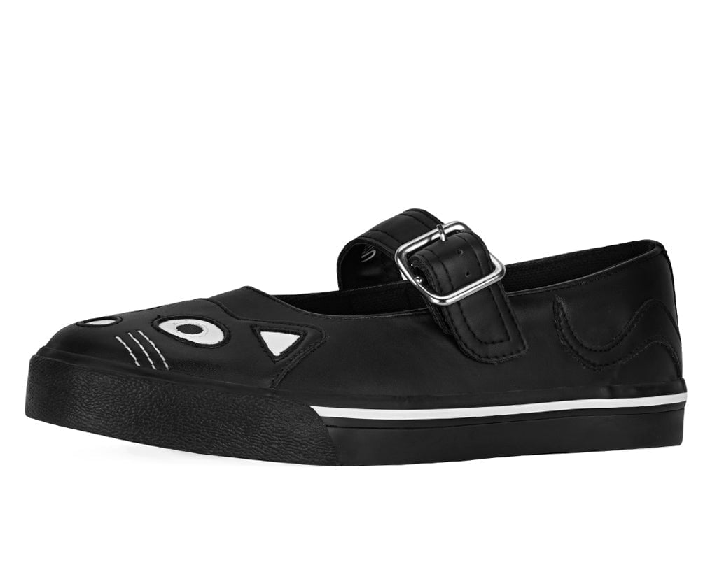 A9217L Black Kitty Face Mary Janes - T.U.K. Shoes