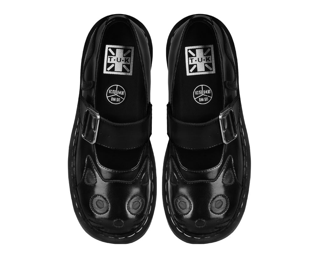 T2361 Black Out Kitty Mary Jane - T.U.K. Shoes