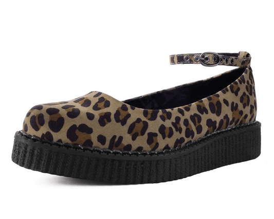 A9541L Leopard Pointed Ballet Ankle Strap Creeper - T.U.K. Shoes