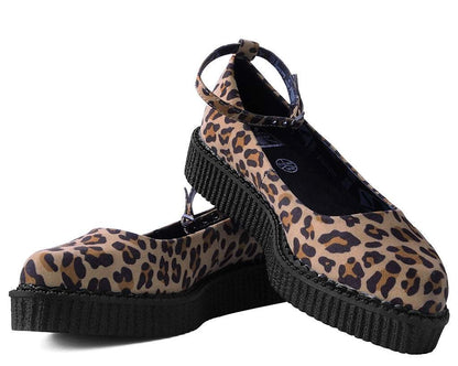 A9541L Leopard Pointed Ballet Ankle Strap Creeper - T.U.K. Shoes
