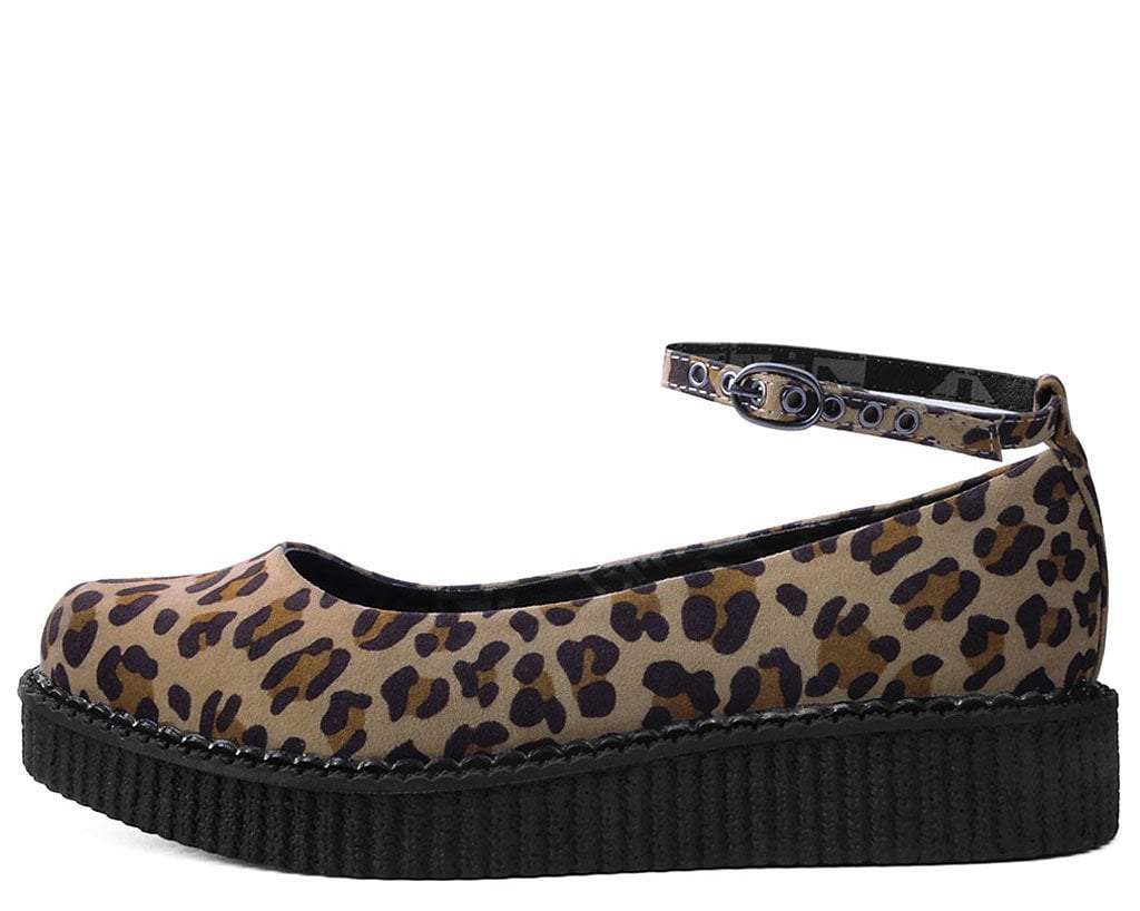 A9541L Leopard Pointed Ballet Ankle Strap Creeper - T.U.K. Shoes