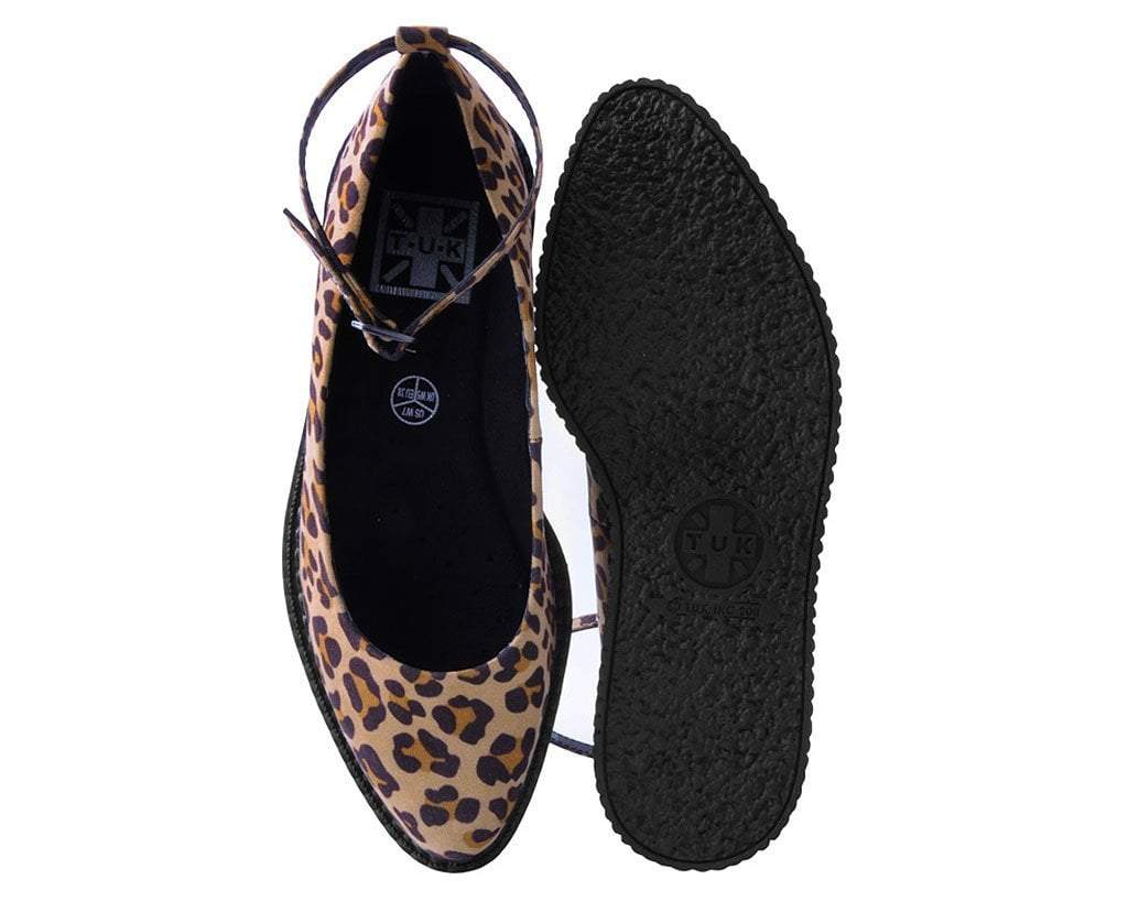 A9541L Leopard Pointed Ballet Ankle Strap Creeper - T.U.K. Shoes