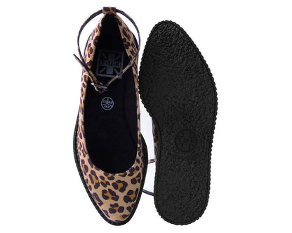 A9541L Leopard Pointed Ballet Ankle Strap Creeper - T.U.K. Shoes