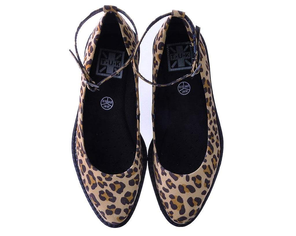 A9541L Leopard Pointed Ballet Ankle Strap Creeper - T.U.K. Shoes